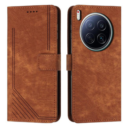 Brown flip phone case with faux leather texture, stitched edges, card slot and cutouts