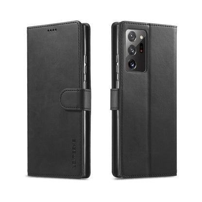 Textured leather flip phone case with card slots, holder, and magnetic closure, dark gray