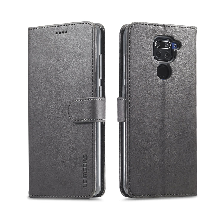 Gray textured flip leather phone case with card holder and magnetic closure