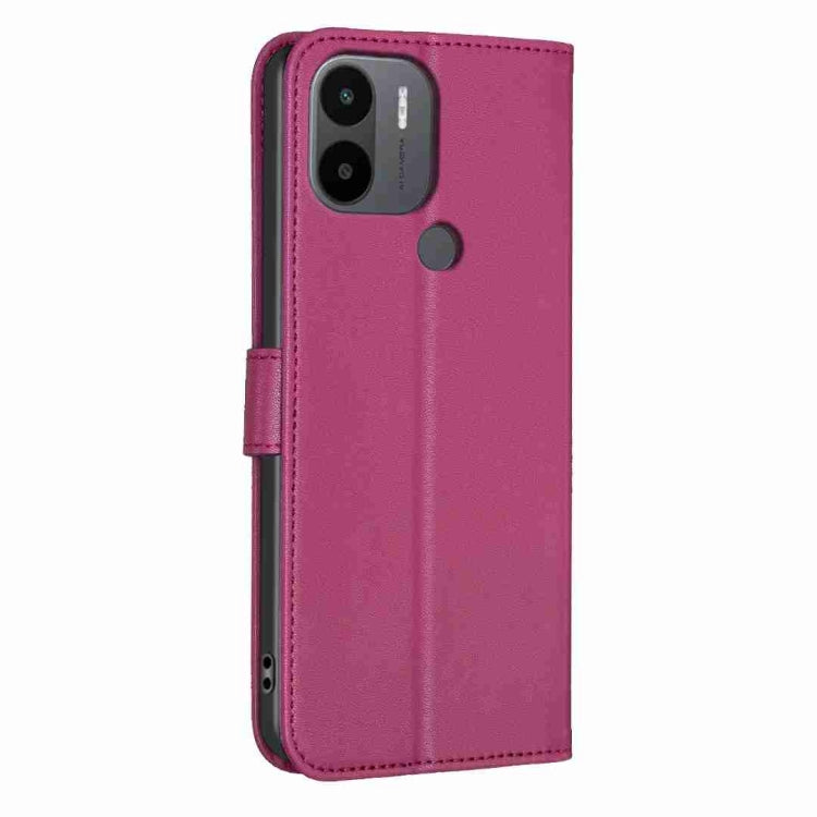 Four-leaf embossed leather phone case, deep purple folio flip with side strap