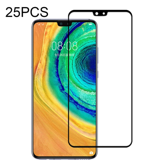 Full-screen tempered glass protector, clear, 25-pack shown on phone screen