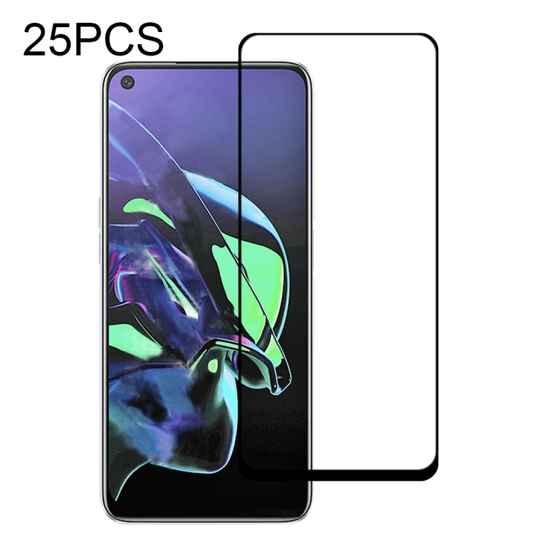 Full-glue tempered glass screen protector film, black border, 25-pack