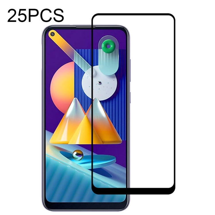 Full-glue tempered glass screen protector film, black frame, 25-pack