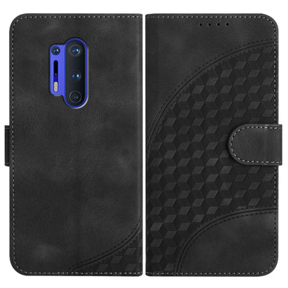 Black leather phone folio case with geometric embossing and card slot cutout