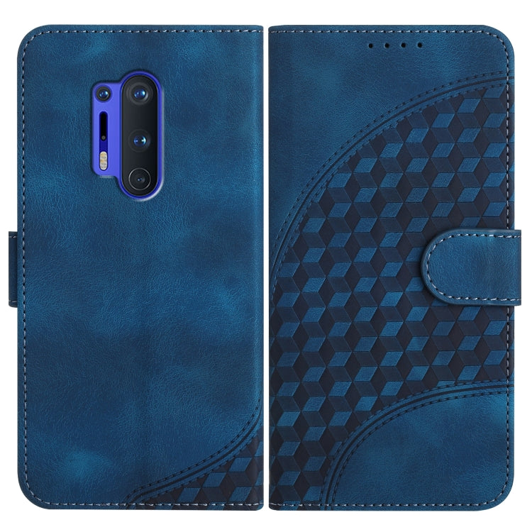 Royal blue leather phone folio case with embossed geometric texture and card slot