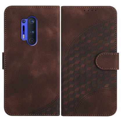 Coffee brown leather phone folio case with embossed geometric back and card holder tab