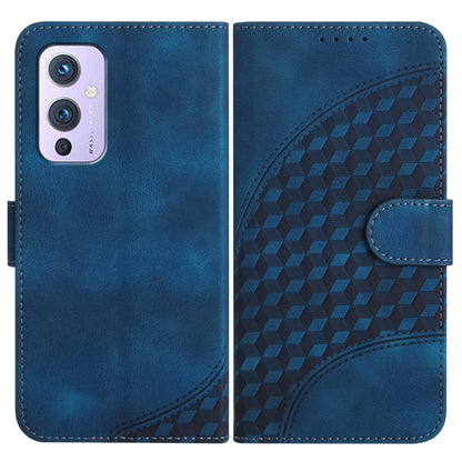 Elephant-embossed phone wallet case in blue with geometric texture and magnetic flap
