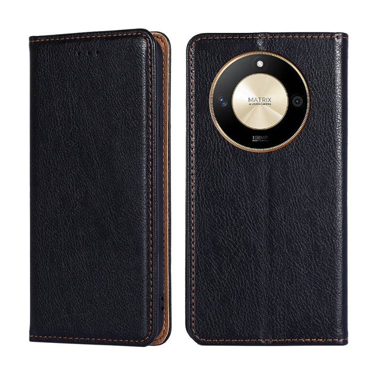 Gloss Oil Solid Color Magnetic Leather Phone Case, For Honor X50 5G