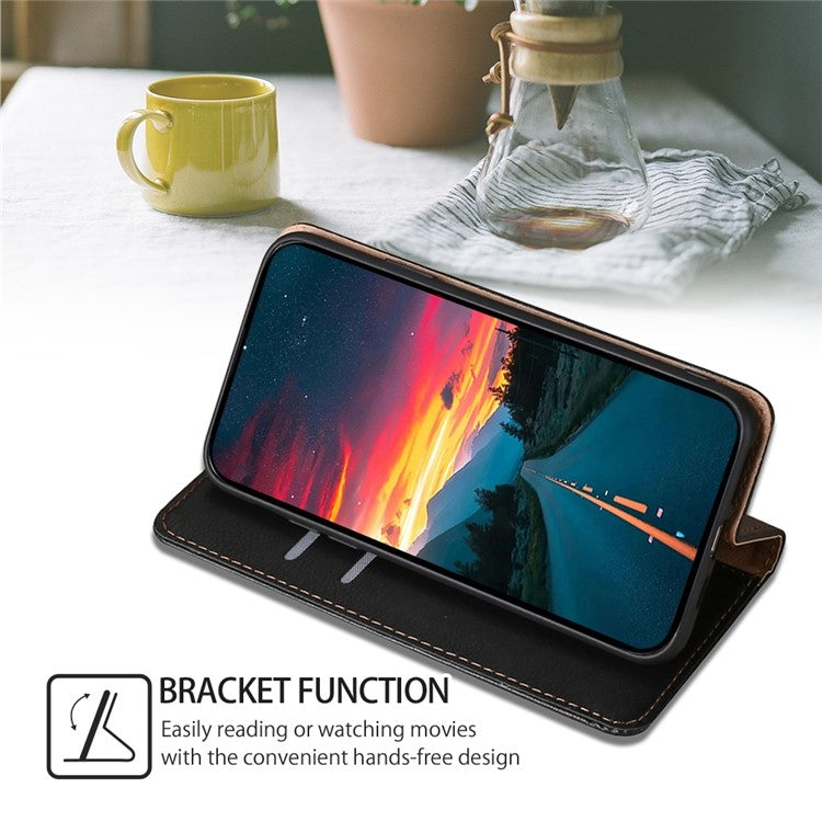 Gloss Oil Solid Color Magnetic Leather Phone Case, For Honor X50 5G