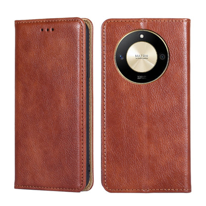 Gloss Oil Solid Color Magnetic Leather Phone Case, For Honor X50 5G