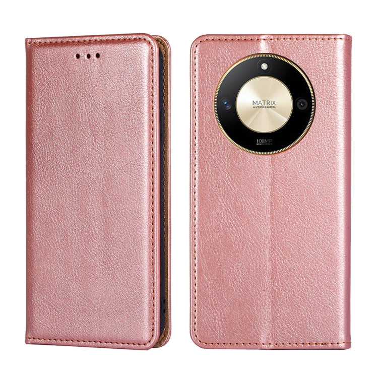 Gloss Oil Solid Color Magnetic Leather Phone Case, For Honor X50 5G