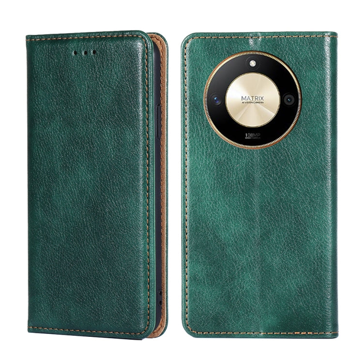 Gloss Oil Solid Color Magnetic Leather Phone Case, For Honor X50 5G