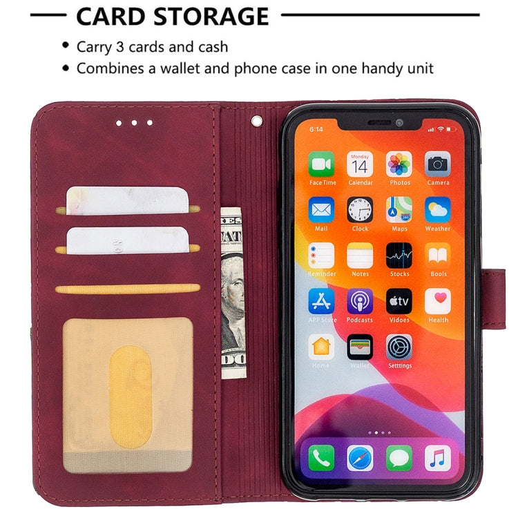 Maroon leather wallet phone case with card slots and secure magnetic closure