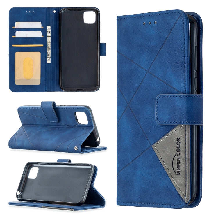 Blue magnetic flip leather phone case with card slots and magnetic closure