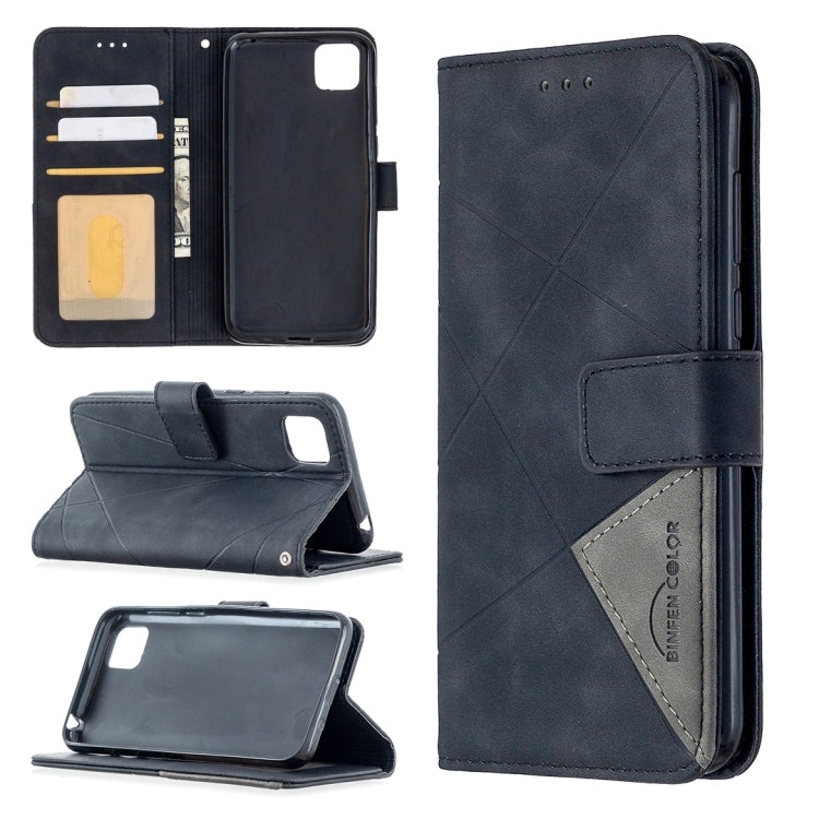 Magnetic flip leather phone case with card slots, dark blue wallet design.