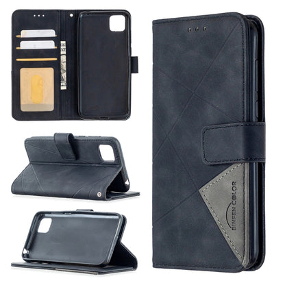 Magnetic flip leather phone case with card slots, dark blue wallet design.