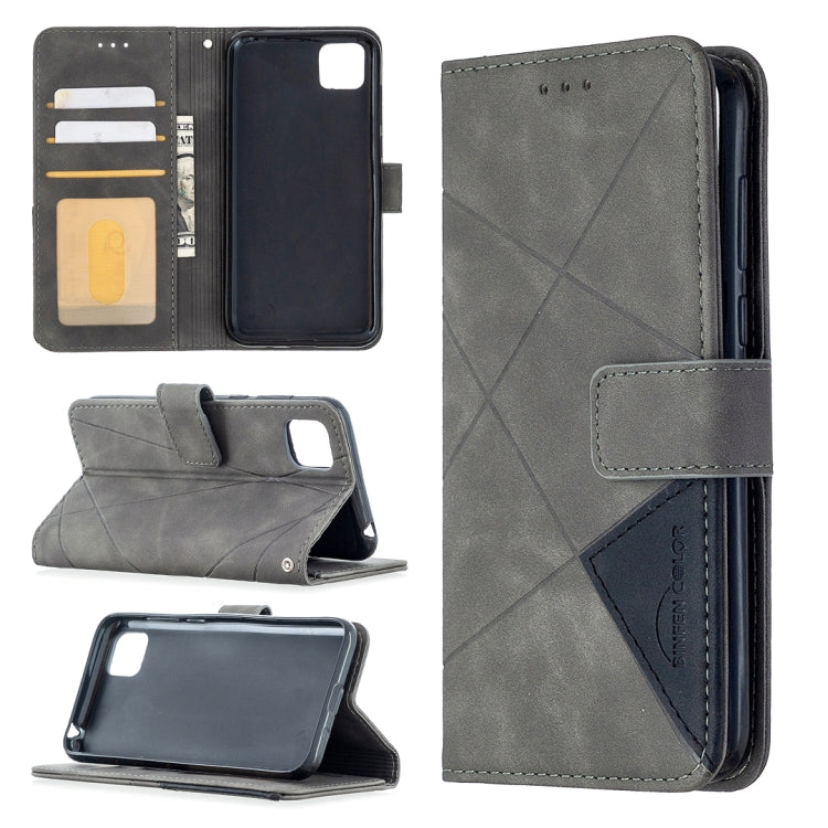 Magnetic flip leather phone case with card slots, light grey wallet design.