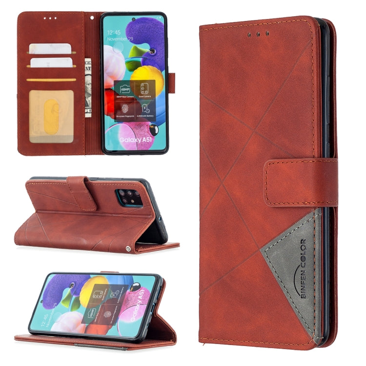 Red magnetic flip leather phone case with card slots; phone screen visible