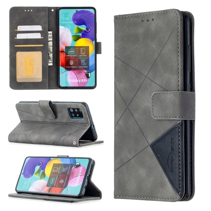 Grey magnetic flip leather phone case with card slots and holder stand