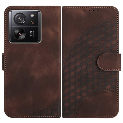 Brown embossed leather wallet phone case with magnetic flap and side cutout
