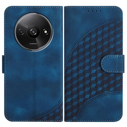 Royal blue phone leather wallet case with geometric cube emboss and dual-fold design