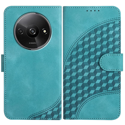 Light blue leather phone wallet case with geometric embossed cubes and magnetic strap