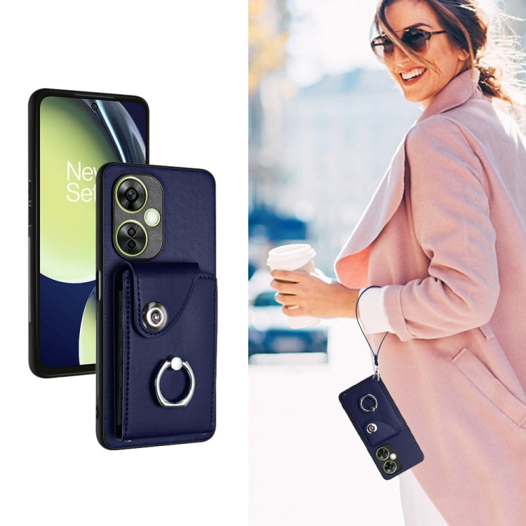 Organ Card Bag Ring Holder PU Phone Case with Lanyard, For OnePlus Nord CE 3 Lite