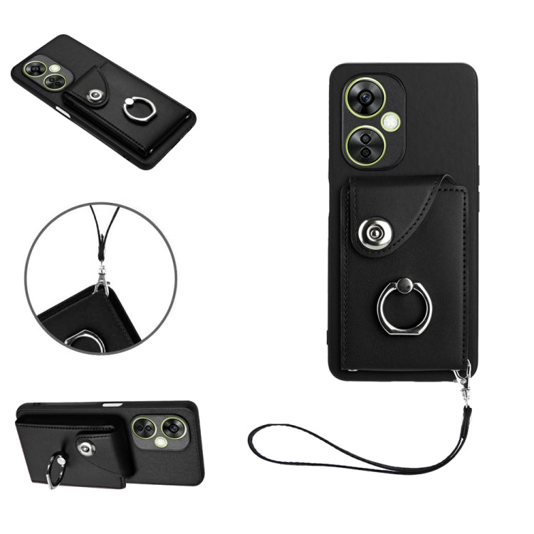 Organ Card Bag Ring Holder PU Phone Case with Lanyard, For OnePlus Nord CE 3 Lite