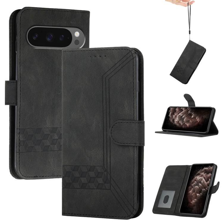 Cubic Skin Feel Flip Leather Phone Case, For Google Pixel 11a, For Google Pixel 10a, For Google Pixel 10 Pro XL, For Google Pixel 10 / Pixel 10 Pro, For Google Pixel 9a, For Google Pixel 9 Pro, For Google Pixel 9, For Google Pixel 8a