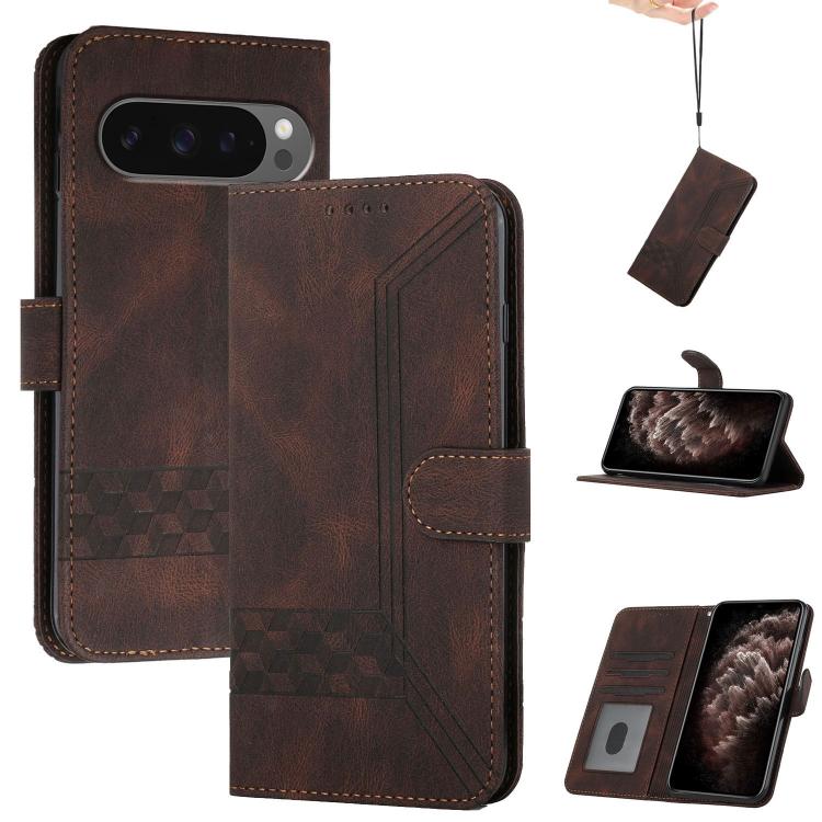 Cubic Skin Feel Flip Leather Phone Case, For Google Pixel 11a, For Google Pixel 10a, For Google Pixel 10 Pro XL, For Google Pixel 10 / Pixel 10 Pro, For Google Pixel 9a, For Google Pixel 9 Pro, For Google Pixel 9, For Google Pixel 8a