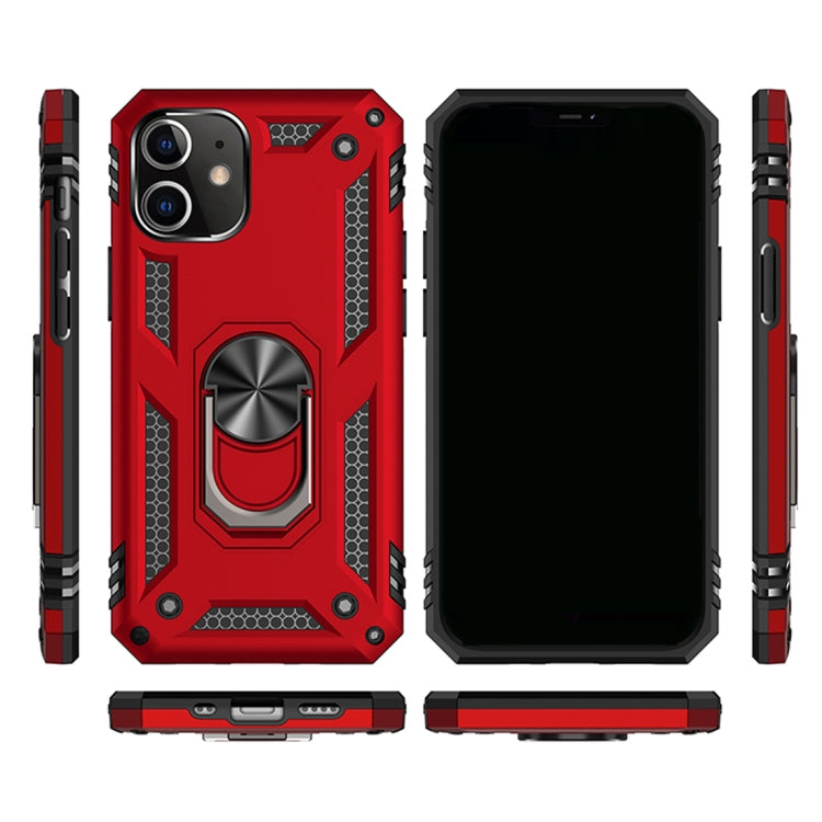 Red rugged phone case with TPU/PC shell and rotating ring holder