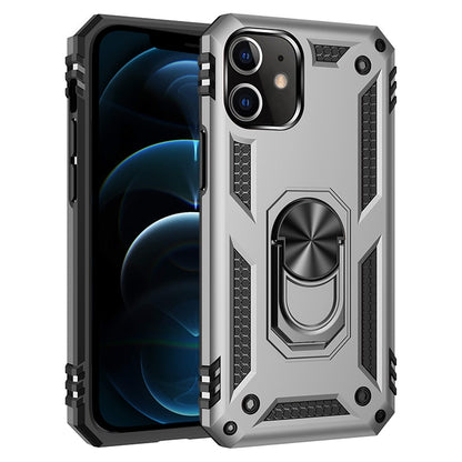 Silver shockproof TPU and PC phone case with 360 rotating holder