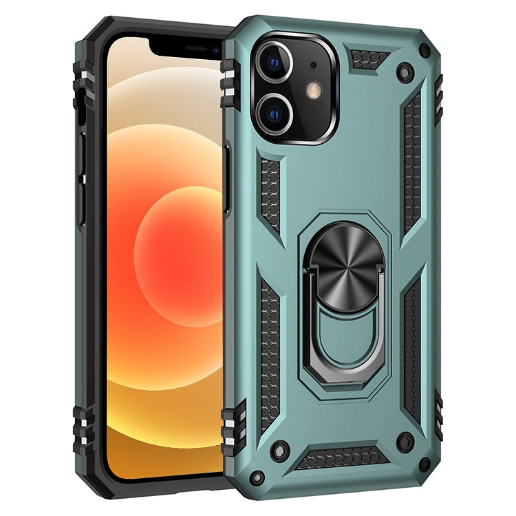 Teal rugged phone case with rotating ring holder and textured grip sides