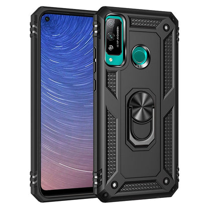 Black shockproof TPU and PC phone case with 360 rotating holder