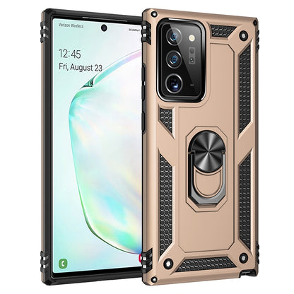 Shockproof TPU and PC phone case with 360 rotating holder, tan back with rotating ring stand