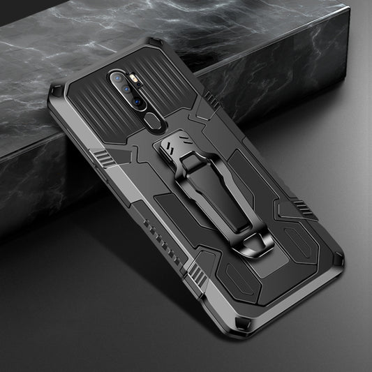 Shockproof protective smartphone case with rugged armor design, black and gray