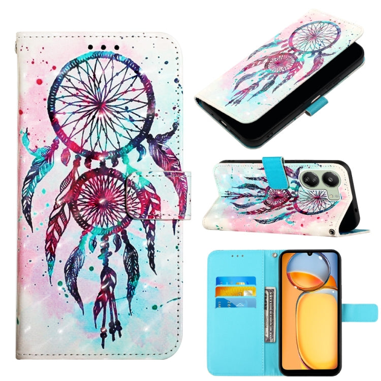 Dream catcher 3D-style flip leather phone case with multi-color print and card slots