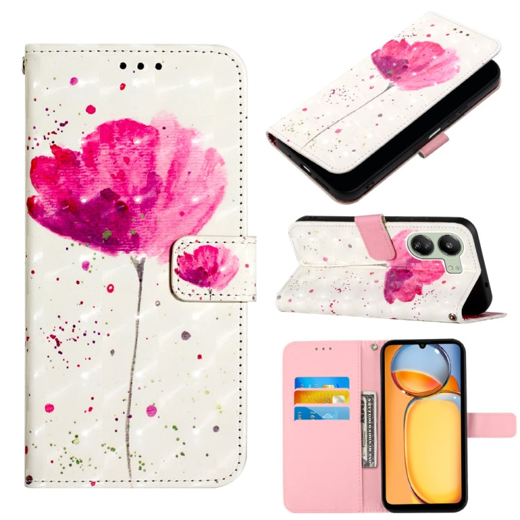 Paint splatter heart 3D-style flip leather phone case with pink and colorful accents