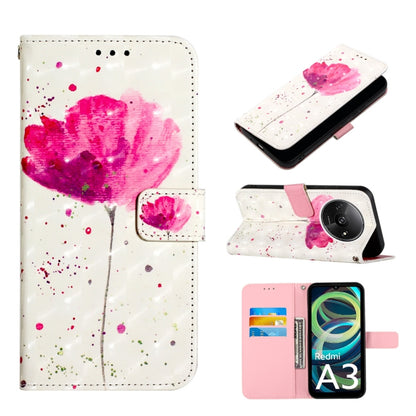 White leather flip phone case with pink heart splash and speckled dot pattern, card slot