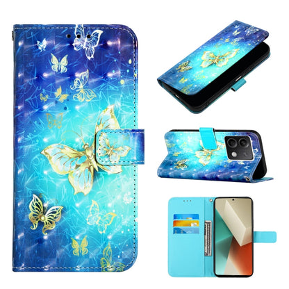 Flip leather phone case, blue with golden butterflies and floral; card slot flap.