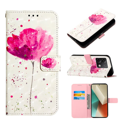 Flip leather phone case, white with pink heart and paint-splatter pattern; card slot flap.