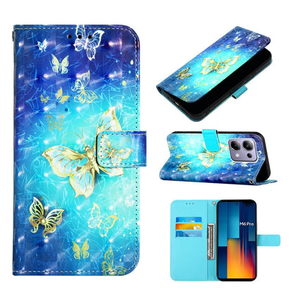Flip leather phone case with blue gradient and gold butterfly fantasy print