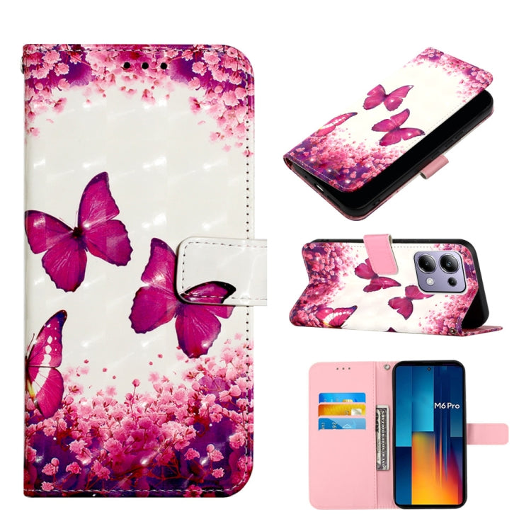 Flip leather phone case with pink butterfly and cherry blossom floral print