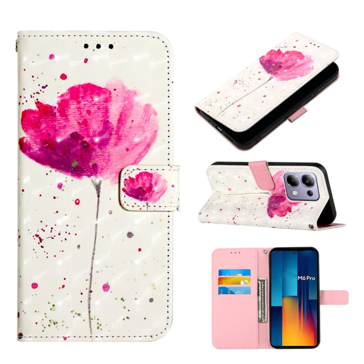 Flip leather phone case with white base, magenta heart watercolor and speckle pattern