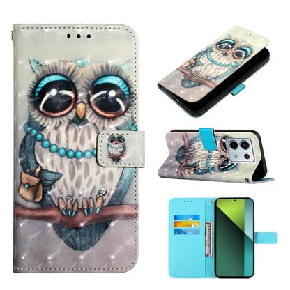 Owl 3D painting flip phone case with wallet cover and card slot