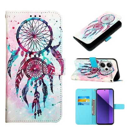 Dream catcher 3D-style flip leather phone case with multi-color print and card slots