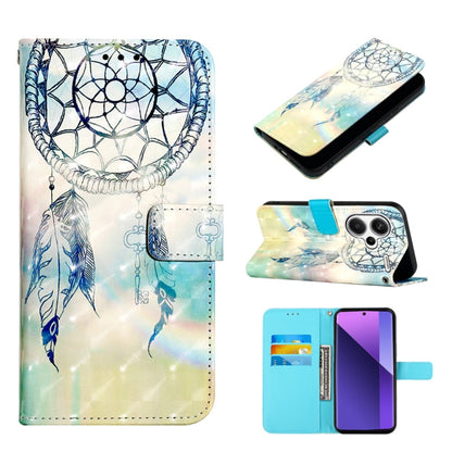 Feather dreamcatcher 3D-style flip leather phone case with blue-and-white pattern