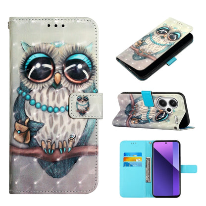 Owl 3D painting flip phone case with wallet cover and card slot