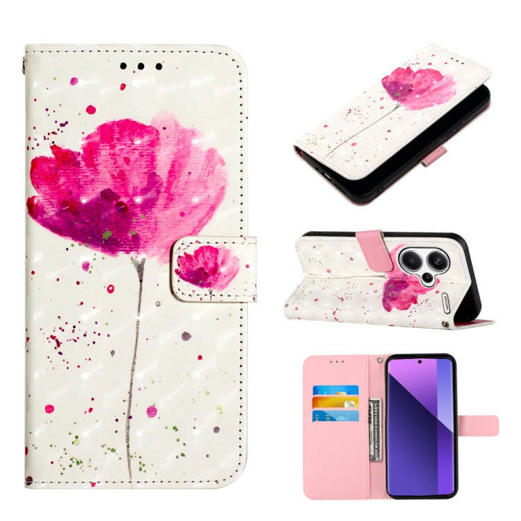 Pink paint-splash flip phone case with wallet cover and card slot