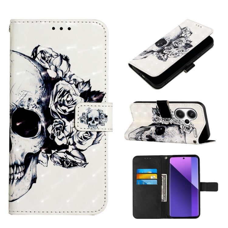 Skull and roses monochrome flip phone case with wallet cover and card slot